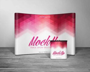 Pop up stand with a promotional table